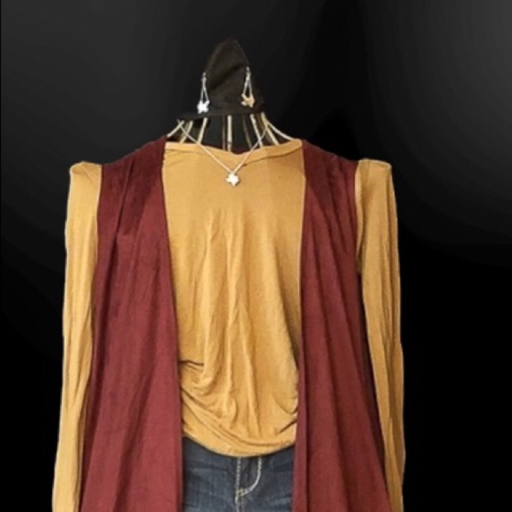 Open drape cardigan vest